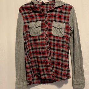 Empyre Hooded Button Up Flannel Shirt Size S